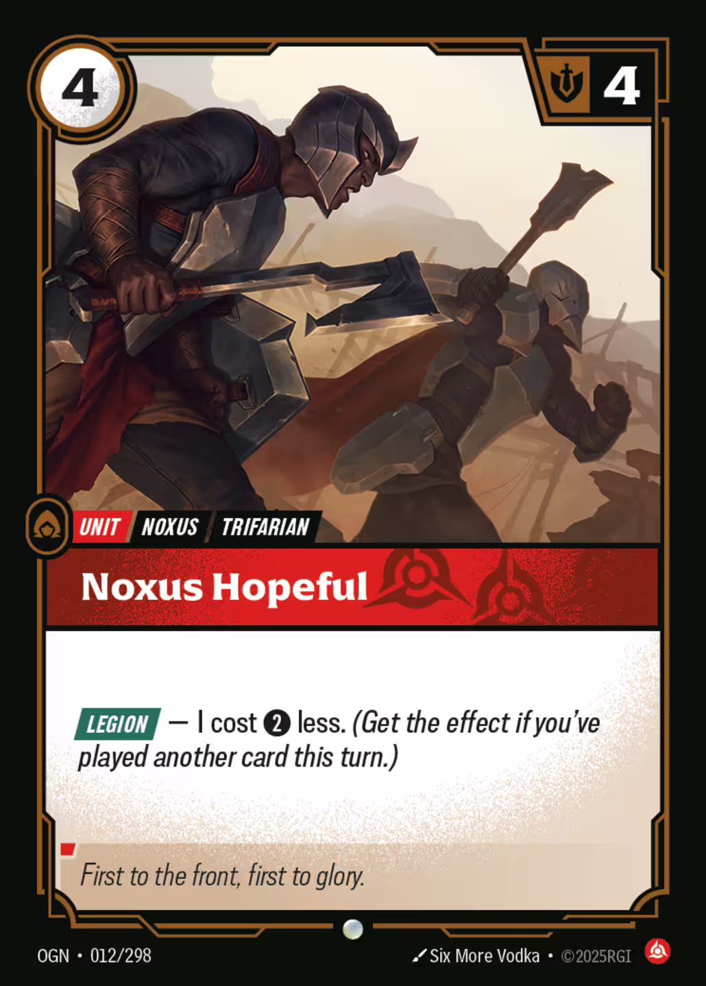 Noxus Hopeful, Origins, Standard printing