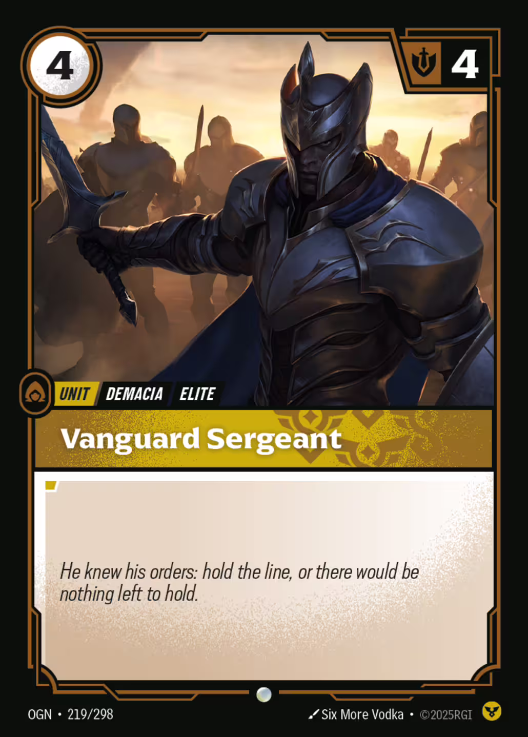 Vanguard Sergeant, Origins, Standard printing