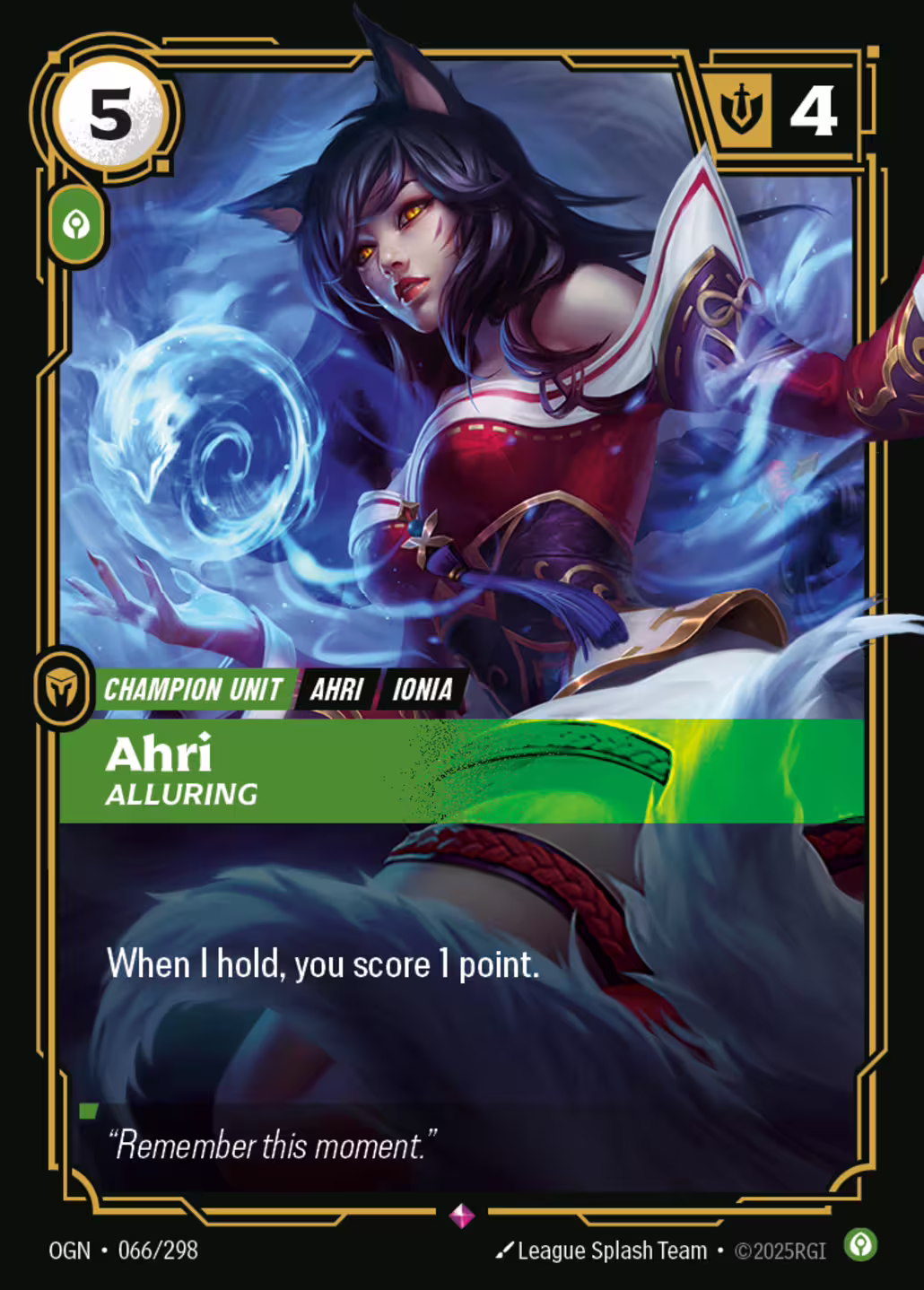 Ahri, Alluring, Origins, Standard printing