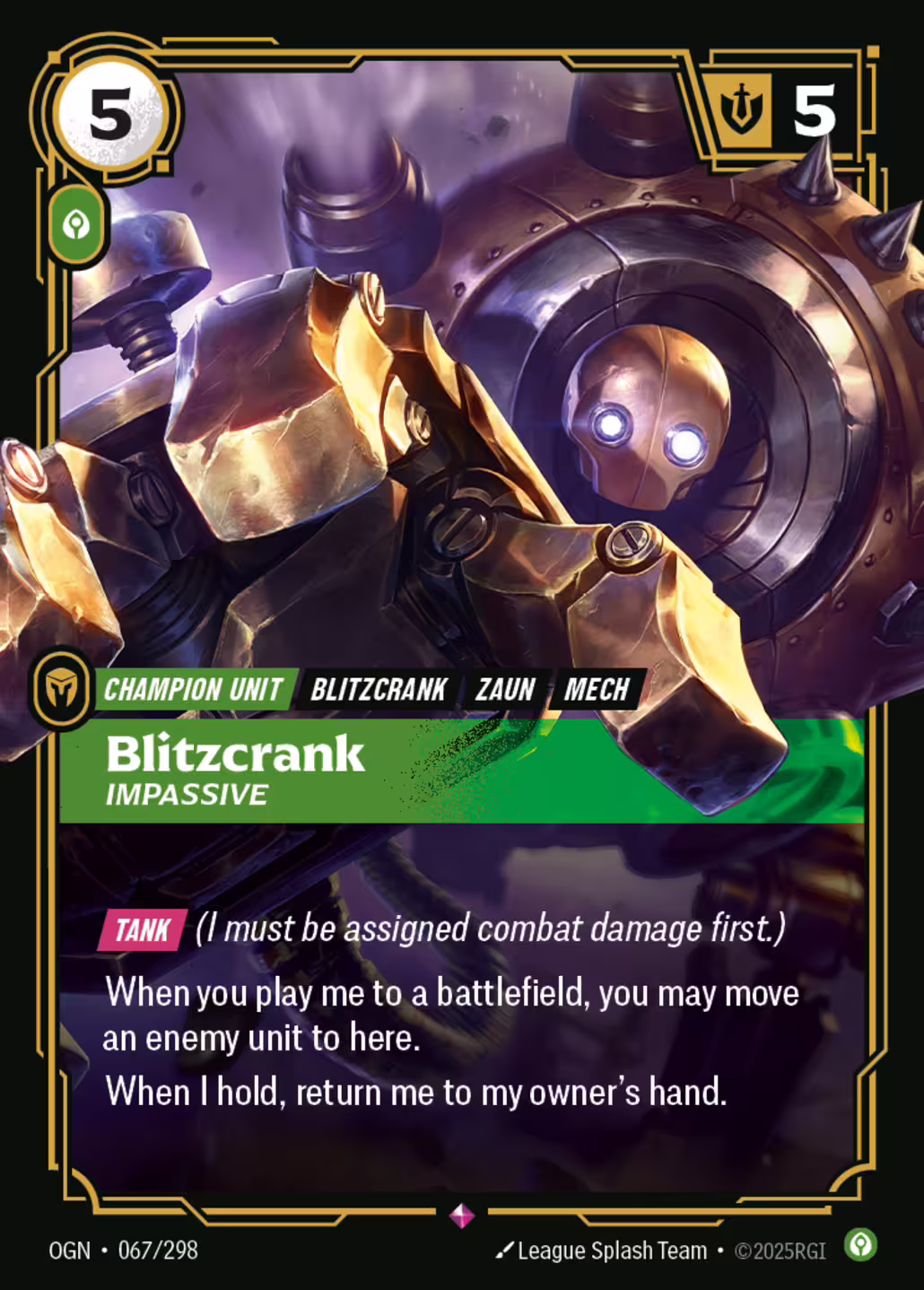 Blitzcrank, Impassive, Origins, Standard printing