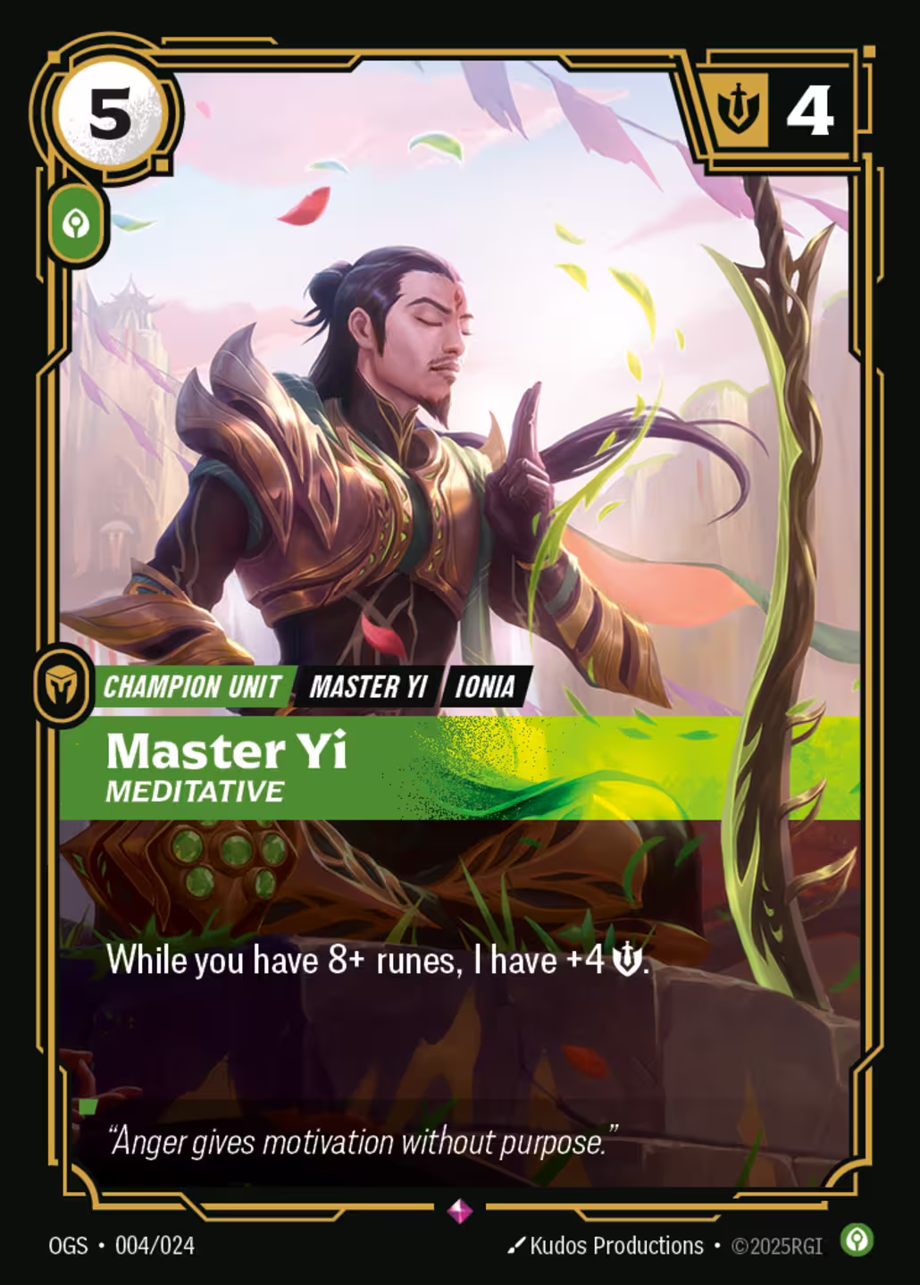 Master Yi, Meditative, Origins: Proving Grounds, Standard printing