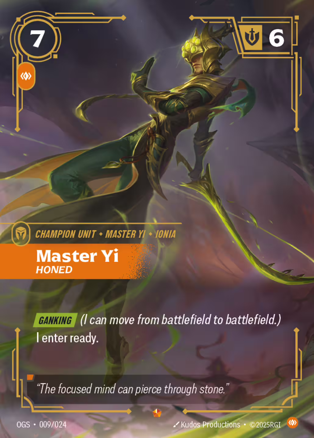 Master Yi, Honed, Origins: Proving Grounds, Standard printing